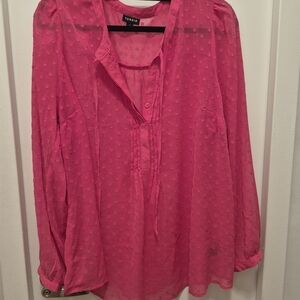 TORRID Pink Sheer Dotted Women's Top